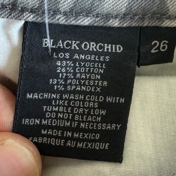 Black Orchid Los Angeles Leopard Animal Print Skinny Pants, Gray/Black, Size 26 - Picture 8 of 9